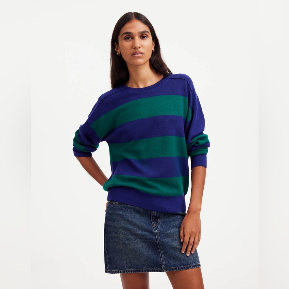 MADEWELL Merino Wool Pullover Sweater, Cobalt Green Combo
